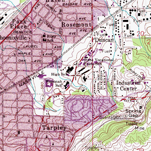 Topographic Map of W Fred Horn High Tech Building, AL