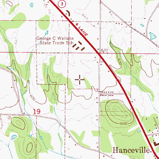 Topographic Map of James C Bailey Center, AL