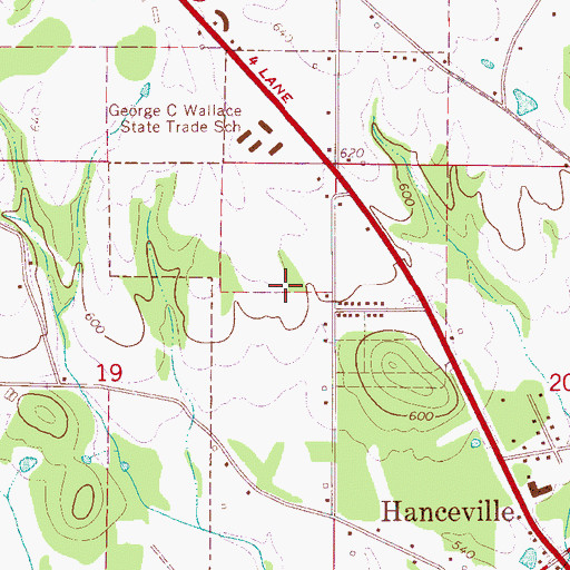 Topographic Map of Rebecca Hall Women's Dormitory, AL