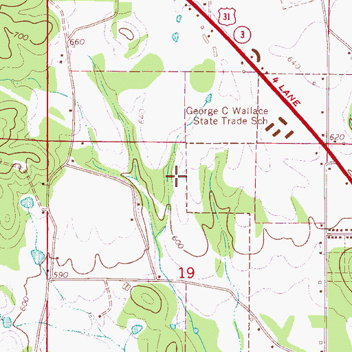 Topographic Map of Tom Drake Coliseum, AL