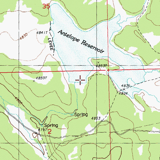 Topographic Map of Antelope Reservoir Day-Use Area, OR