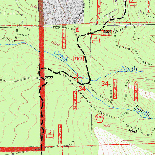 Topographic Map of Blue Lake Canyon, CA