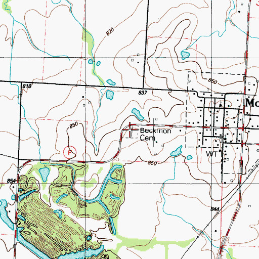 Topographic Map of Beckmon Cemetery, MO
