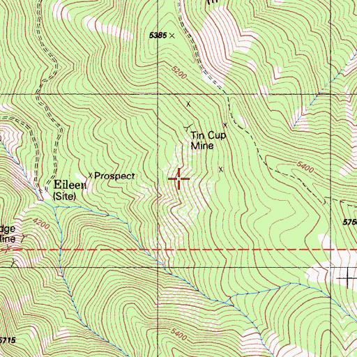 Topographic Map of Blue Ledge Mine, CA