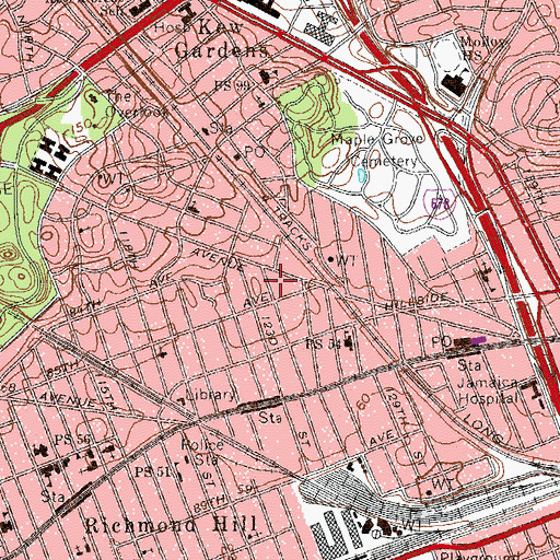 Topographic Map of Queens School of Modeling, NY