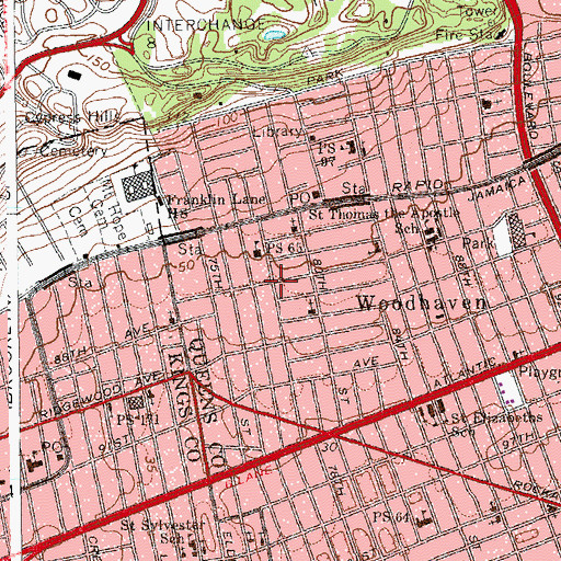 Topographic Map of Woodhaven Martial Art School, NY