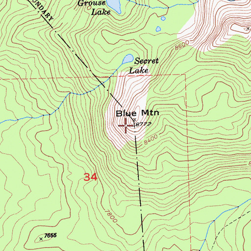 Topographic Map of Blue Mountain, CA