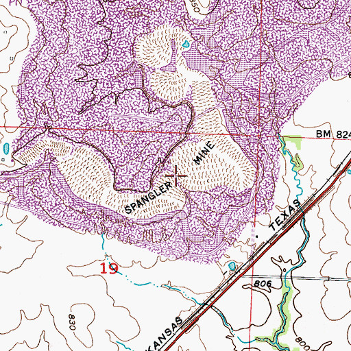 Topographic Map of Spangler Mine, MO