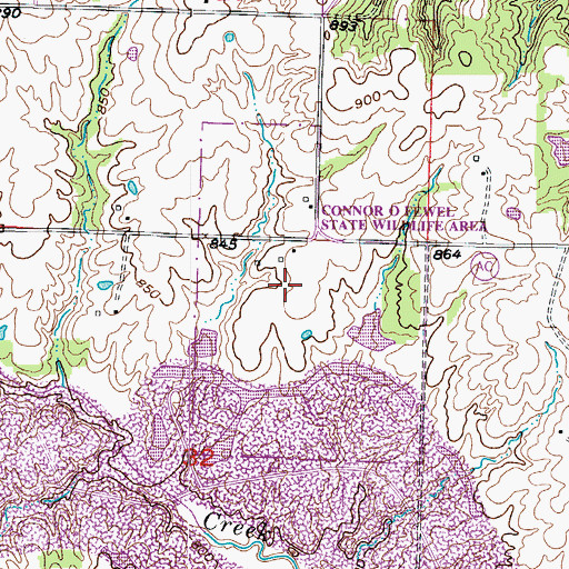 Topographic Map of Connor O. Fewel Conservation Area, MO