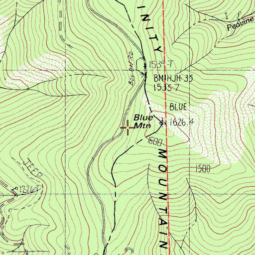 Topographic Map of Blue Mountain, CA