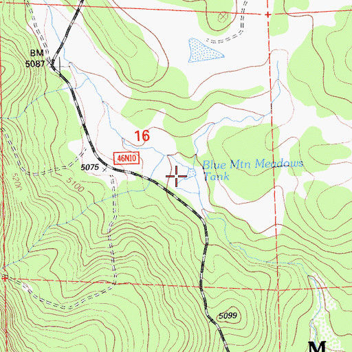 Topographic Map of Blue Mountain Meadows Tank, CA