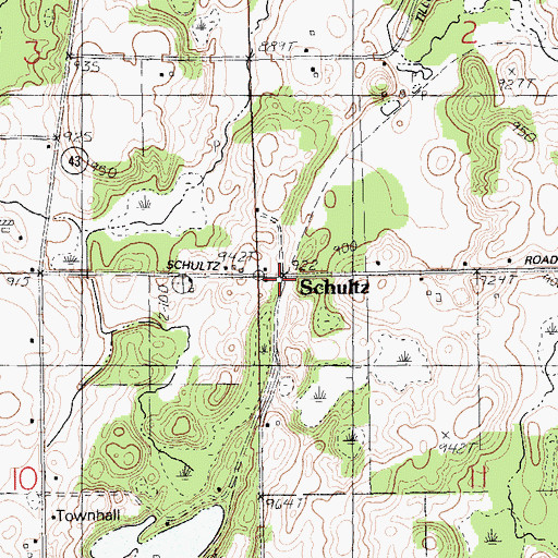 Topographic Map of Shultz Station (historical), MI