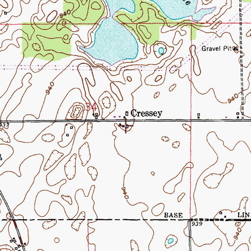 Topographic Map of Cressey Station (historical), MI