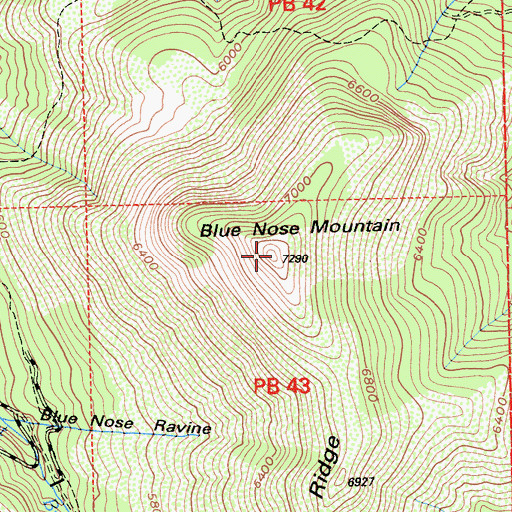 Topographic Map of Blue Nose Mountain, CA