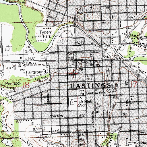 Topographic Map of Emmanuel Episcopal Church, MI