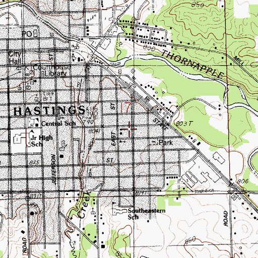 Topographic Map of Hastings Apostolic Tabernacle Church, MI