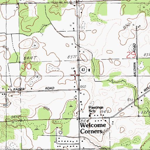 Topographic Map of Free Methodist Church, MI