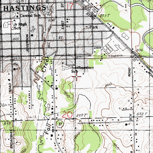 Topographic Map of Hanover Village Apartments Mobile Home Park, MI