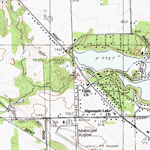 Topographic Map of Algonquin Lake Trailer Court, MI