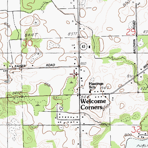 Topographic Map of Welcome Corners United Methodist Church, MI