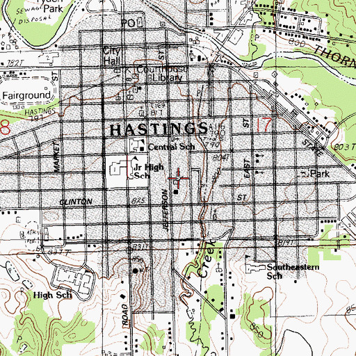 Topographic Map of Saint Rose Catholic School, MI