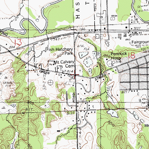 Topographic Map of Family Tree Medical Associates, MI