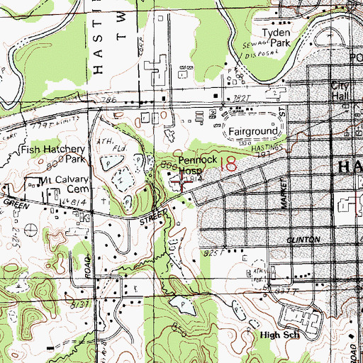 Topographic Map of Hastings Internal Medicine Associates, MI