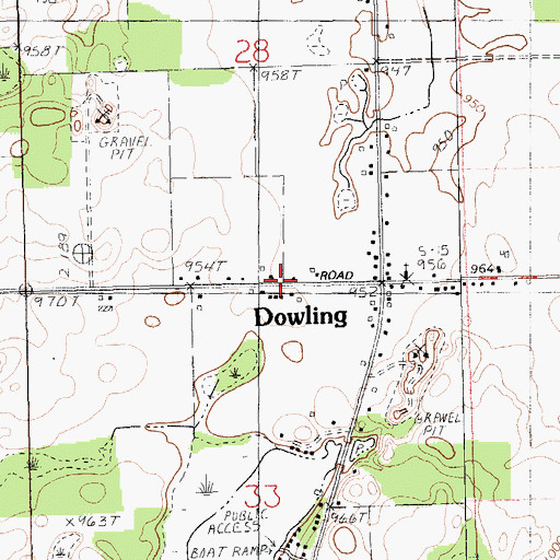 Topographic Map of Dowling Public Library, MI