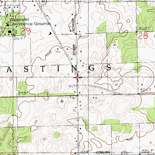 Topographic Map of Hope United Methodist Church, MI