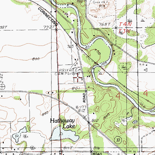 Topographic Map of Whispering Waters Campground, MI