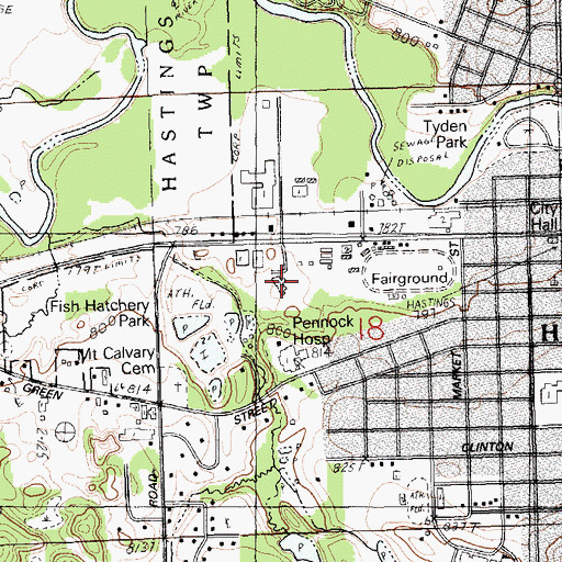 Topographic Map of Barry County Sheriff's Office, MI