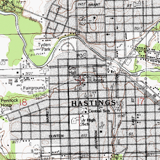 Topographic Map of Barry County Courthouse, MI