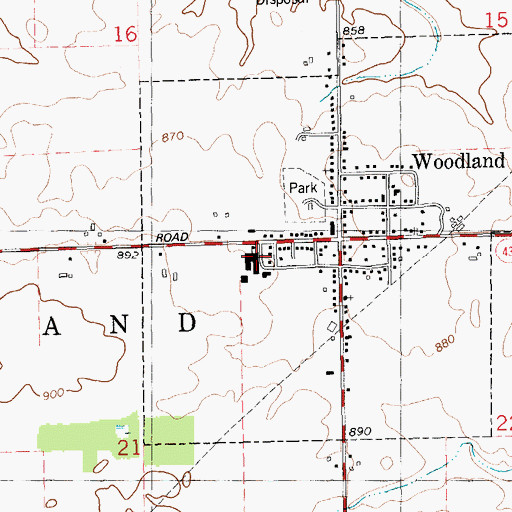 Topographic Map of Woodland Elementary School, MI