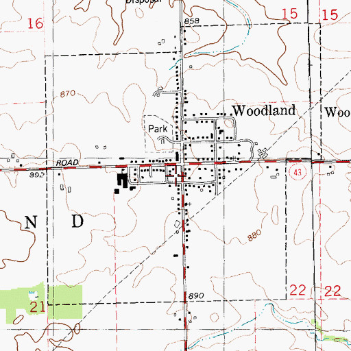 Topographic Map of Woodland Township Fire Department, MI