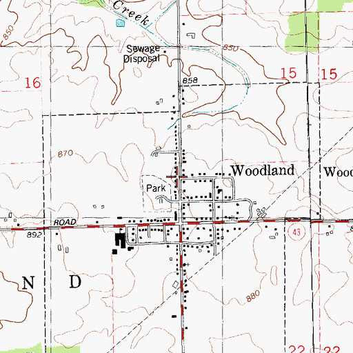 Topographic Map of Woodland United Methodist Church, MI