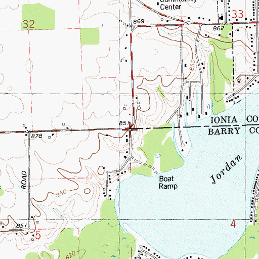 Topographic Map of Lake Odessa Grace Brethren Church, MI