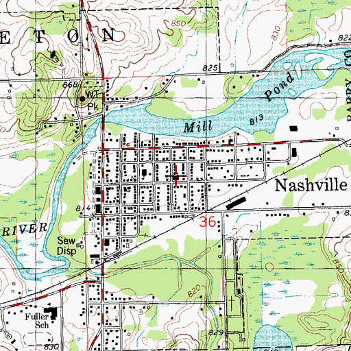 Topographic Map of Nashville Baptist Church, MI