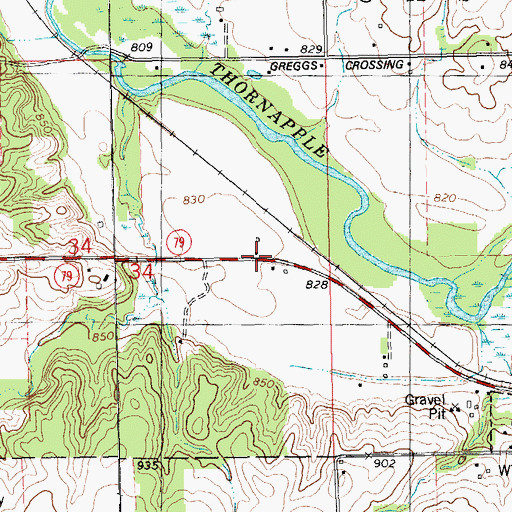 Topographic Map of Grace Community Church, MI