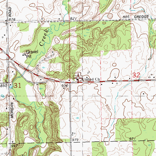 Topographic Map of Peace United Methodist Church, MI