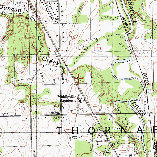 Topographic Map of First Baptist Church, MI