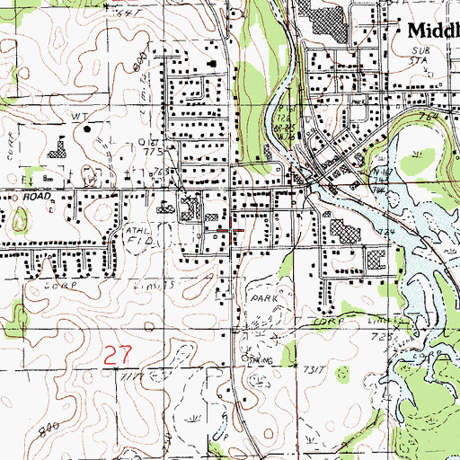 Topographic Map of Middleville Post Office, MI