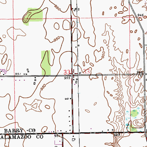 Topographic Map of Hickory Corners Bible Church, MI