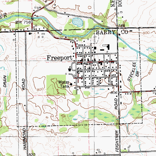 Topographic Map of Freeport Police Department, MI