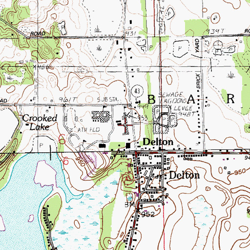 Topographic Map of Delton-Kellogg High School, MI