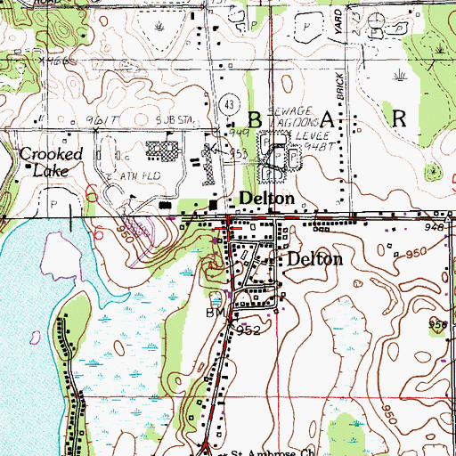 Topographic Map of Delton Post Office, MI