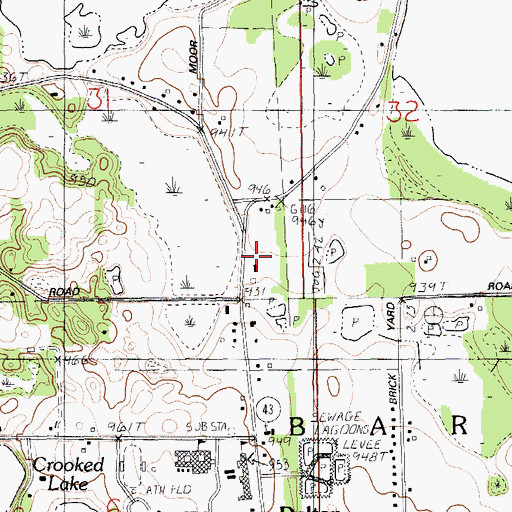 Topographic Map of Inter Lakes Baptist Church, MI