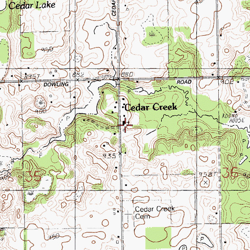 Topographic Map of Cedar Creek Bible Church, MI