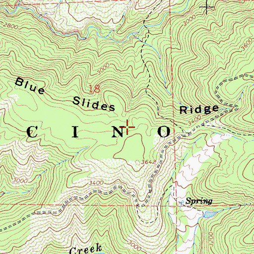 Topographic Map of Blue Slides Ridge, CA