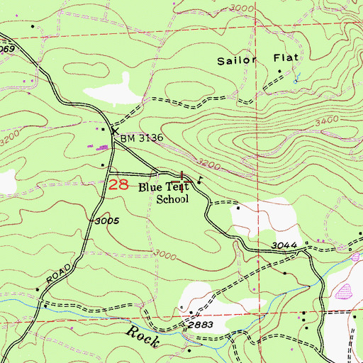 Topographic Map of Blue Tent School, CA