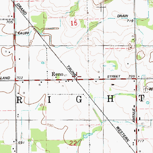 Topographic Map of Reno Station (historical), MI